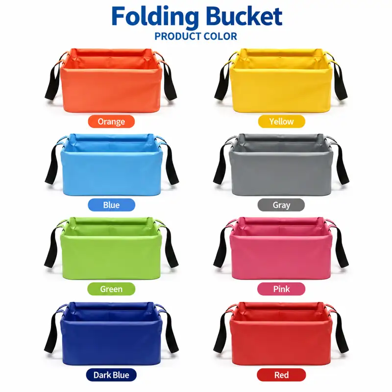 Square Folding Fishing Bucket — Colour range reference