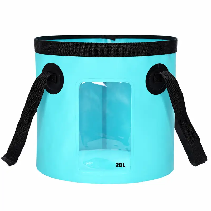 Clear-Window Collapsible Fishing Bucket — Aqua colour reference