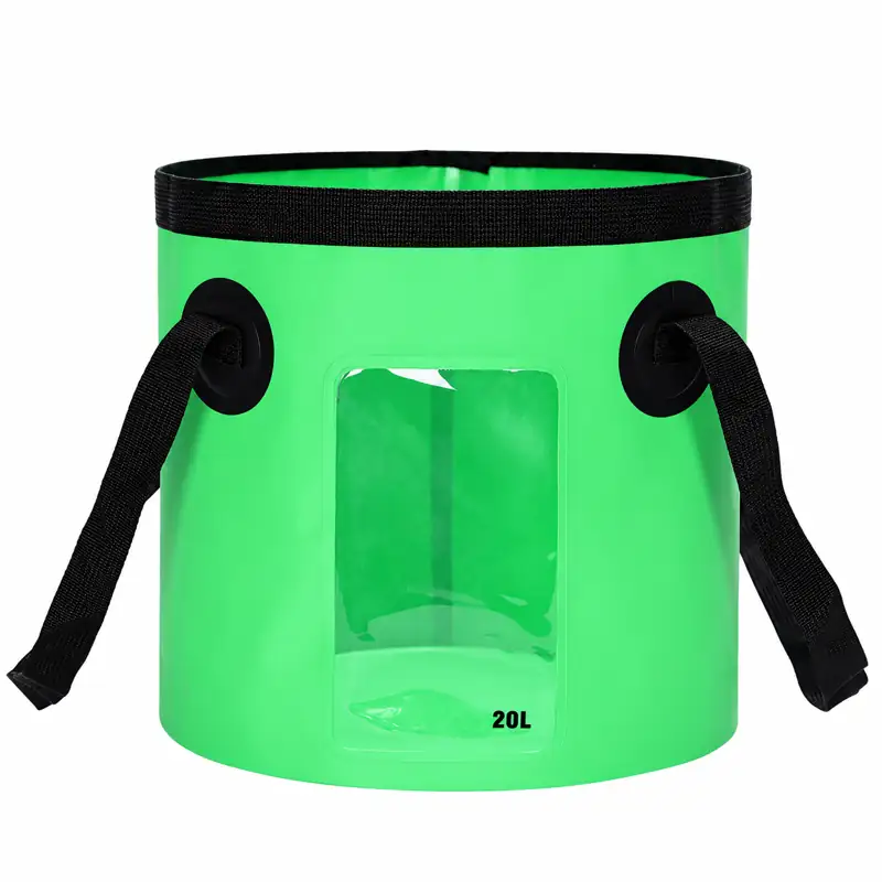 Clear-Window Collapsible Fishing Bucket — Green colour reference