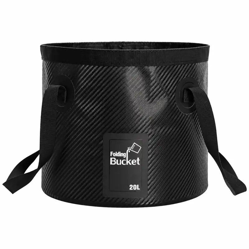Carbon-Pattern Collapsible Fishing Bucket — 20L exterior reference