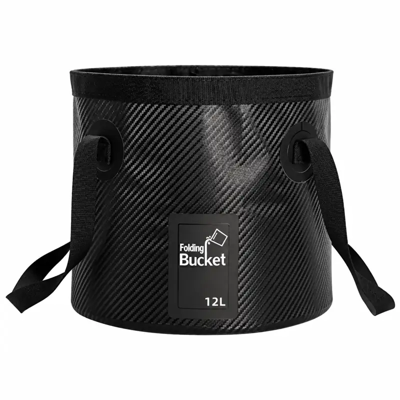 Carbon-Pattern Collapsible Fishing Bucket — 12L exterior reference