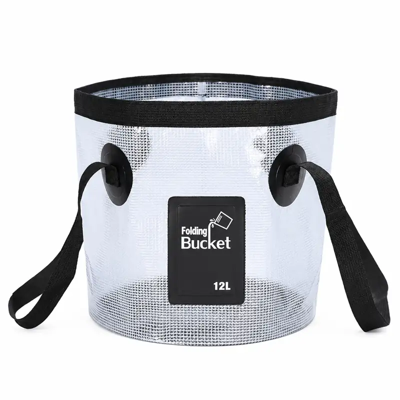 Clear Grid Collapsible Fishing Bucket — Bucket material and carrying profile