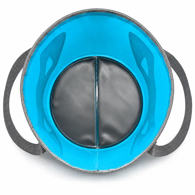 Round Collapsible Fishing Bucket — Top opening and base seam view
