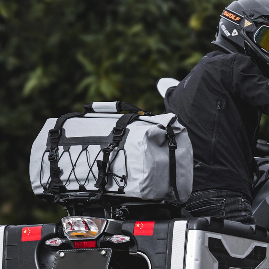 90L Bungee-Front Waterproof Motorcycle Tail Bag — product and colour reference