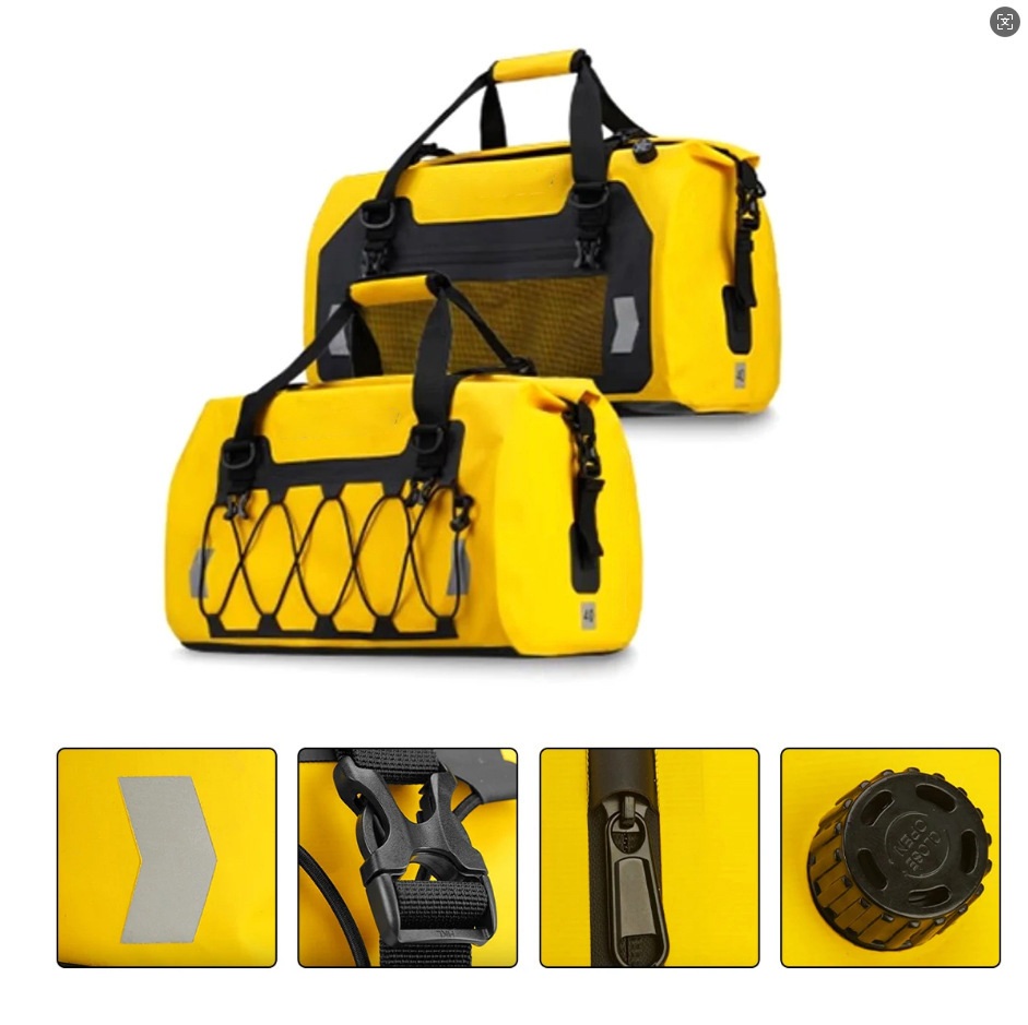 90L Bungee-Front Waterproof Motorcycle Tail Bag — product and colour reference