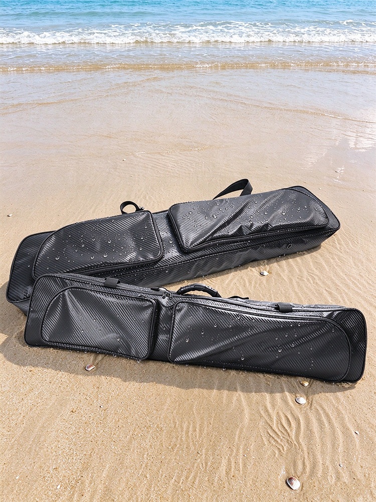 Open long-fin bag showing separate storage areas