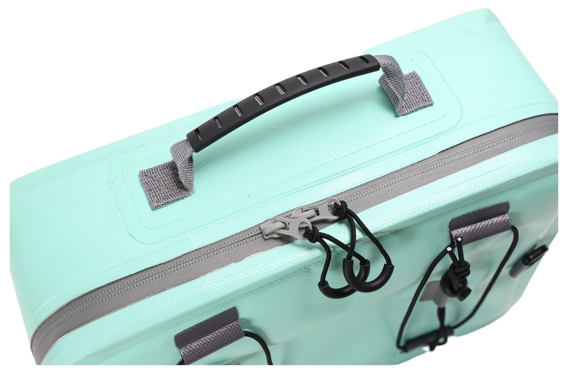 Carry handle and zipper detail on modular picnic cooler