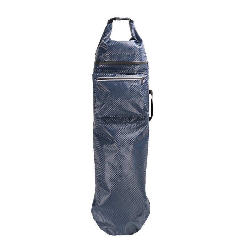 Carbon-Texture Roll-Top Skateboard Backpack