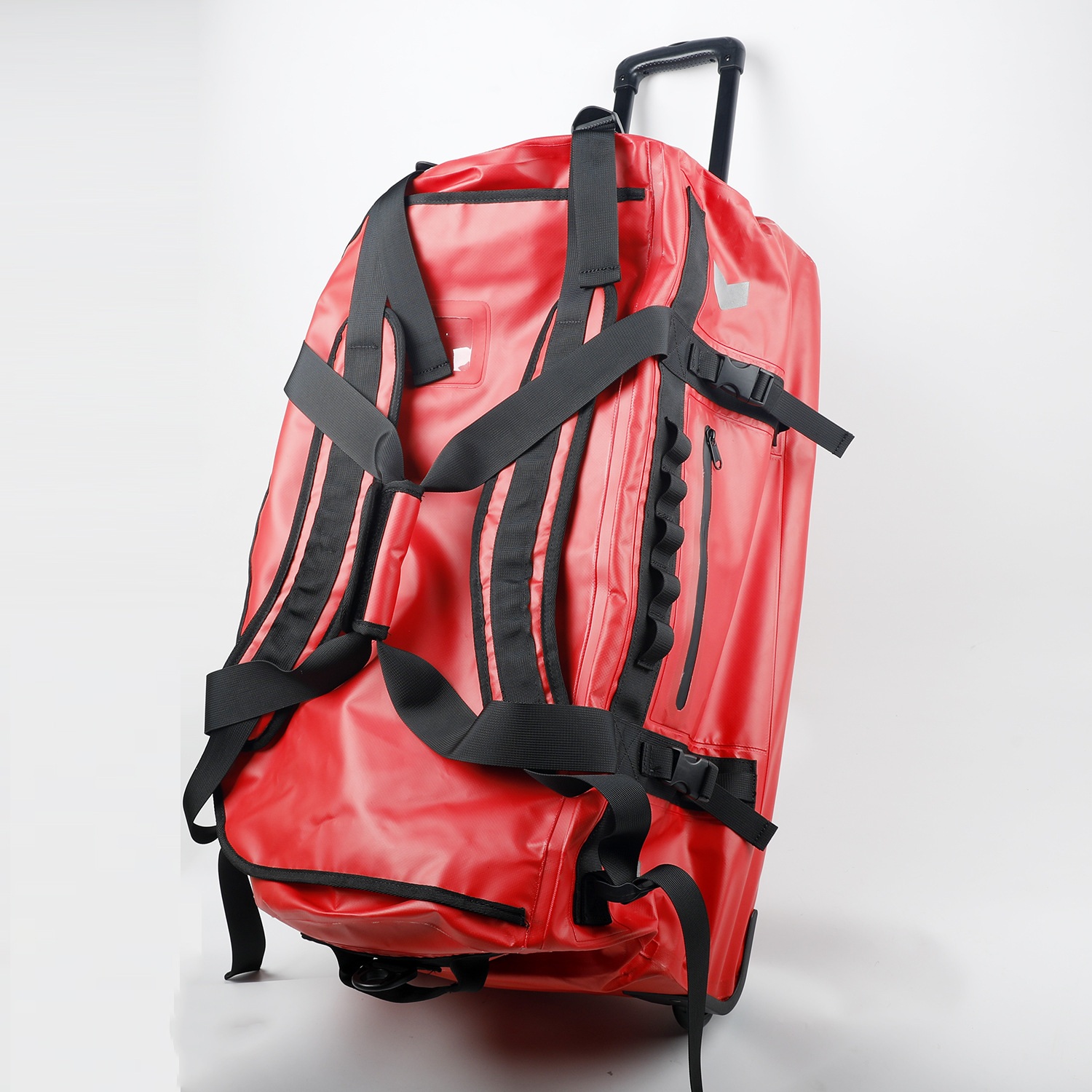 Backpack shoulder straps on wheeled travel duffel