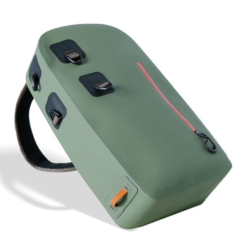 Side angle showing attachment loops on TPU shoulder bag
