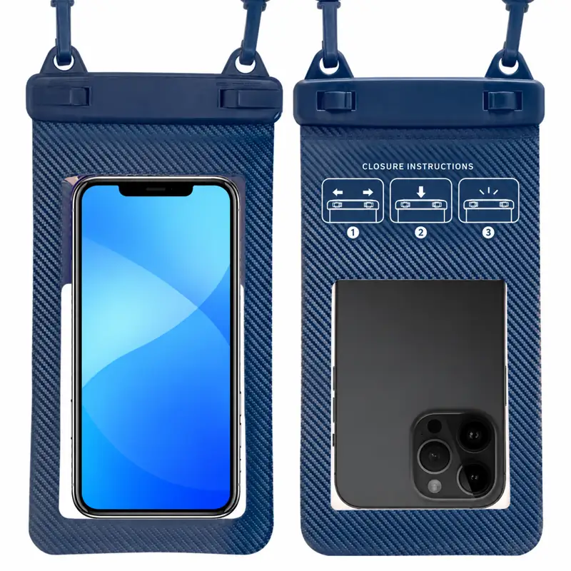 Blue embossed finish — front and rear