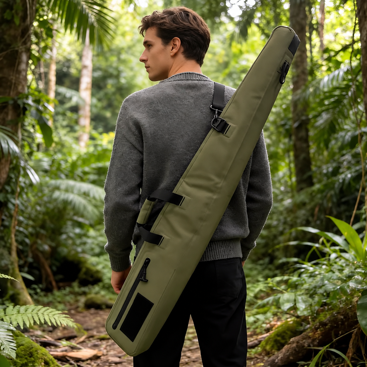 133cm TPU Waterproof Soft Gun Case — carrying and construction detail