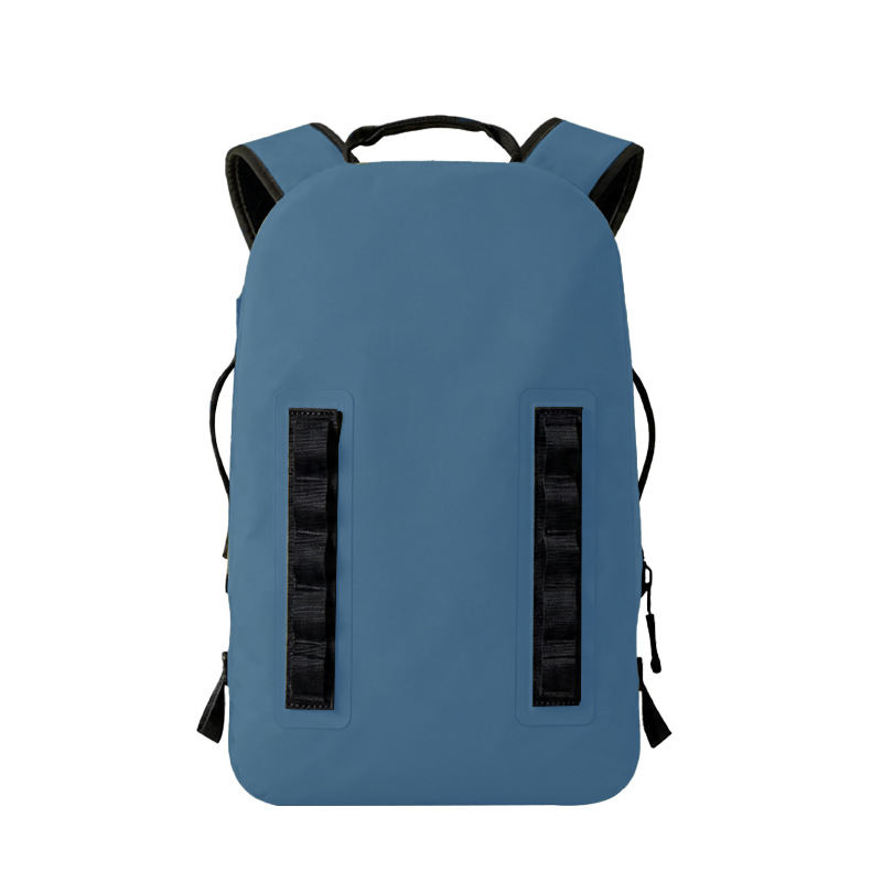 Blue 25L waterproof adventure backpack front view