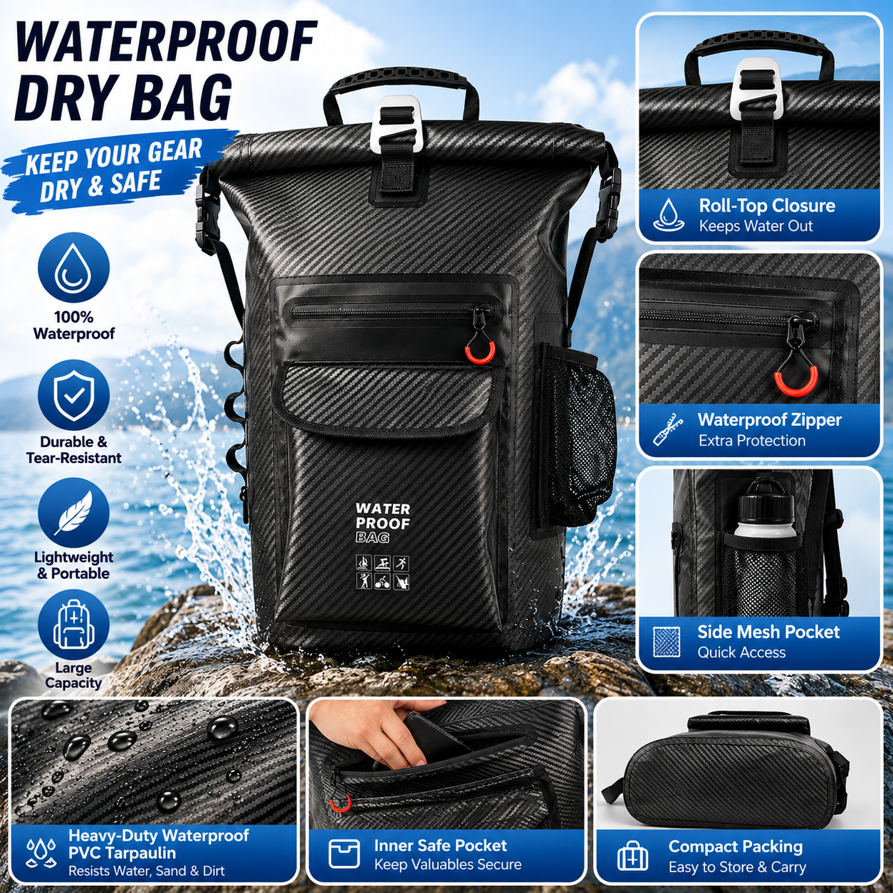 Pocket Roll-Top Backpack reference thumbnail